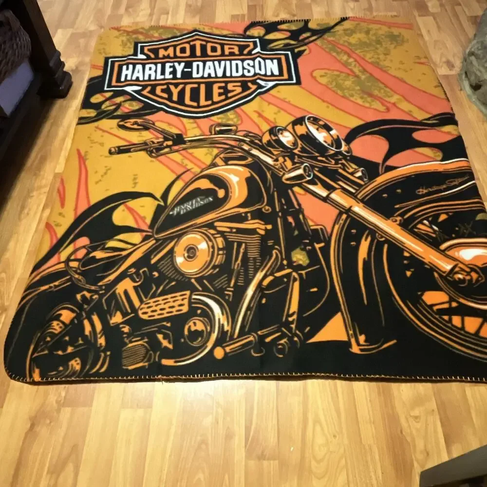 Harley-Davidson Motorcycles Graphic Print Multicolor Throw Blanket, 1pc 47 x 65